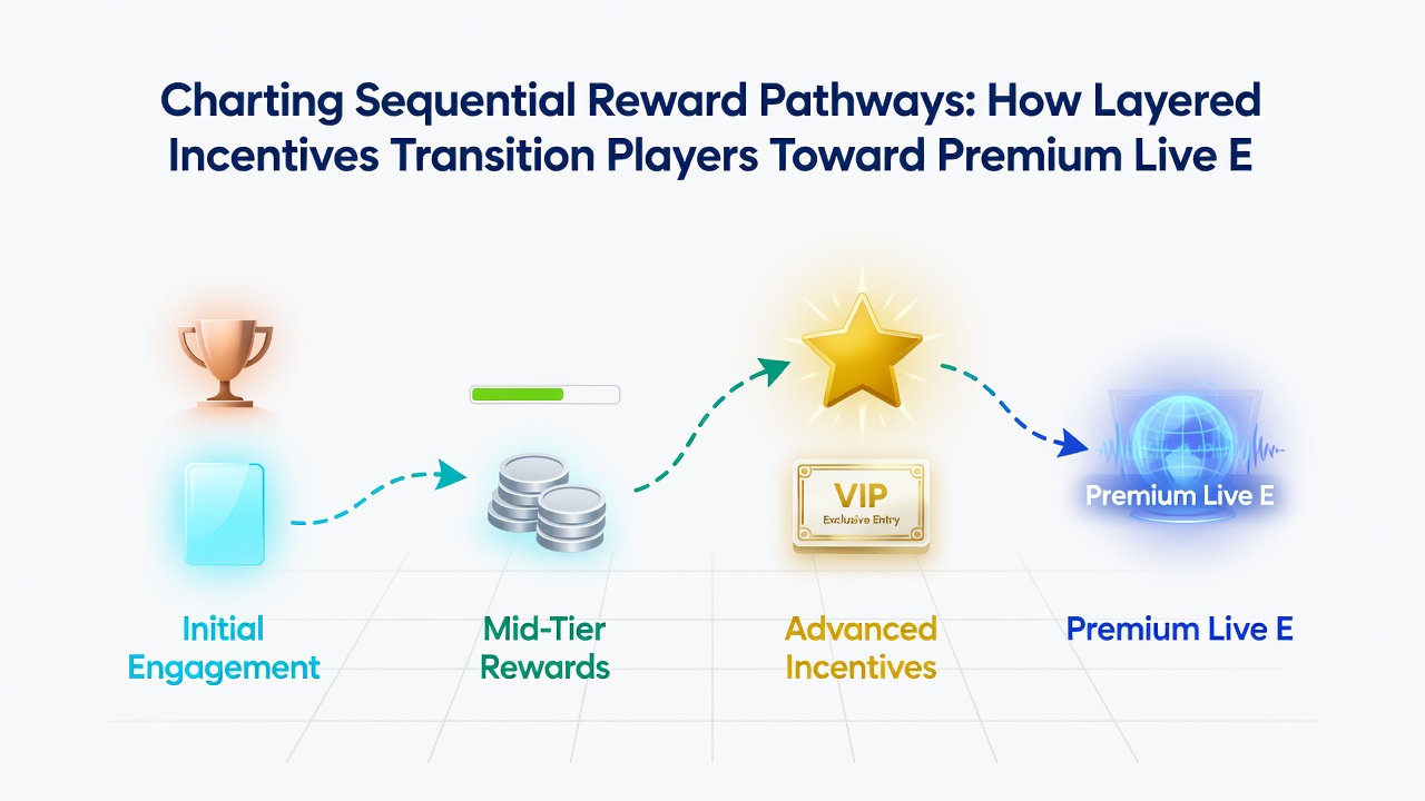 Diagram showing progression from basic mobile rewards to premium live dealer sessions in regulated settings