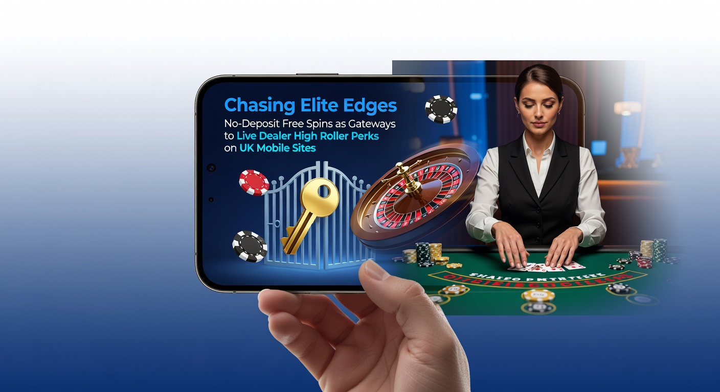 Mobile screen displaying no-deposit free spins offer transitioning to a live dealer high-roller table on a UK casino app