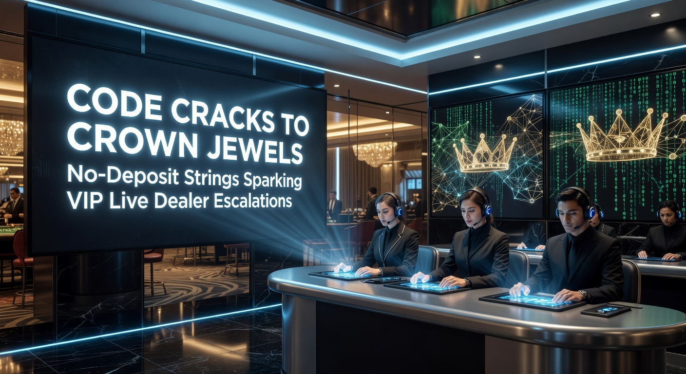 Digital graphic showing a player entering a no-deposit code on a casino app, with a glowing path leading upward to a VIP live dealer table crowned by jewels