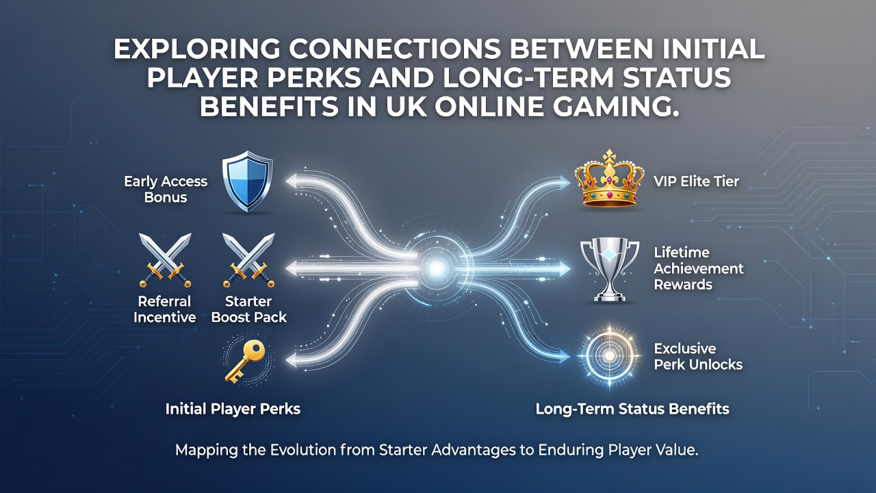 Illustration showing the progression from welcome bonuses to VIP status in UK online casinos