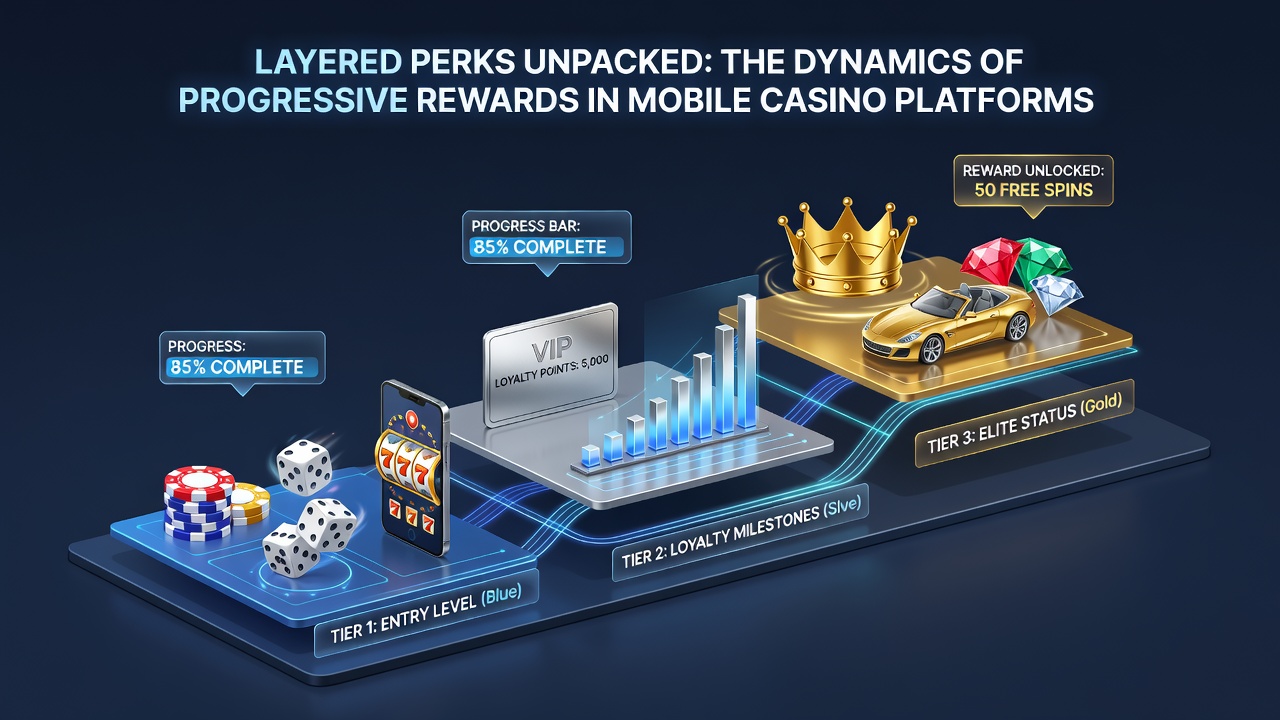 Mobile device screen displaying a dynamic loyalty dashboard with progress indicators, upcoming tier unlocks, and personalized reward notifications