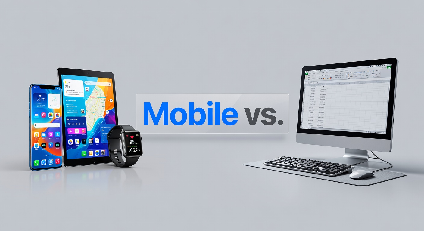 Smartphone displaying a vibrant mobile casino app next to a desktop screen showing the same game, highlighting the mobile vs. desktop divide