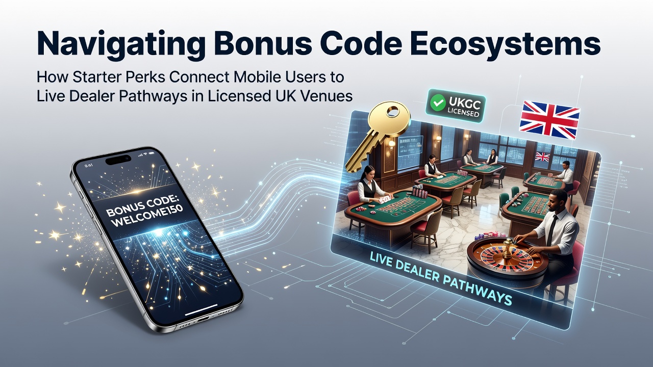 Mobile users engaging with bonus code systems on smartphones leading toward live dealer casino sections in UK venues