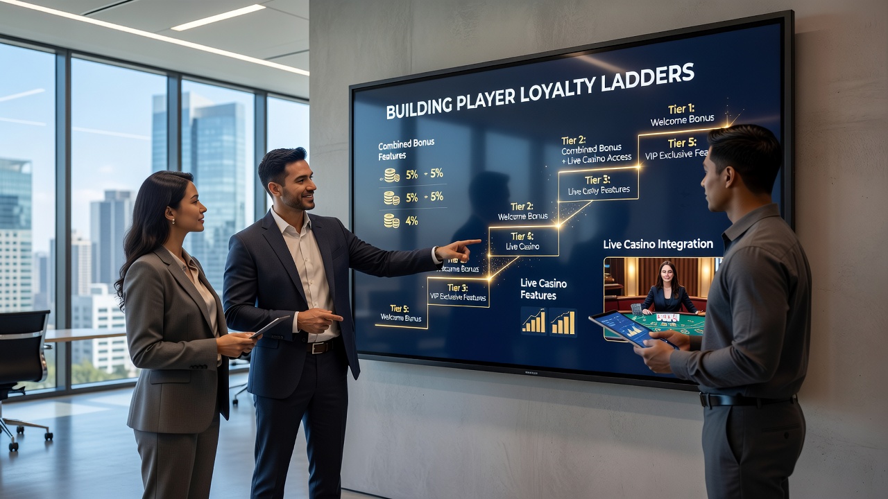 Live casino integration points within UK loyalty tier progression showing bonus to dealer table transitions