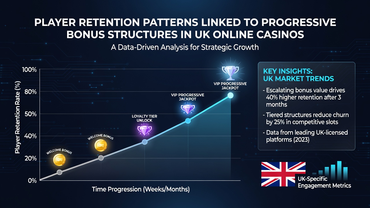 Chart displaying player retention rates across progressive bonus tiers in UK online casinos