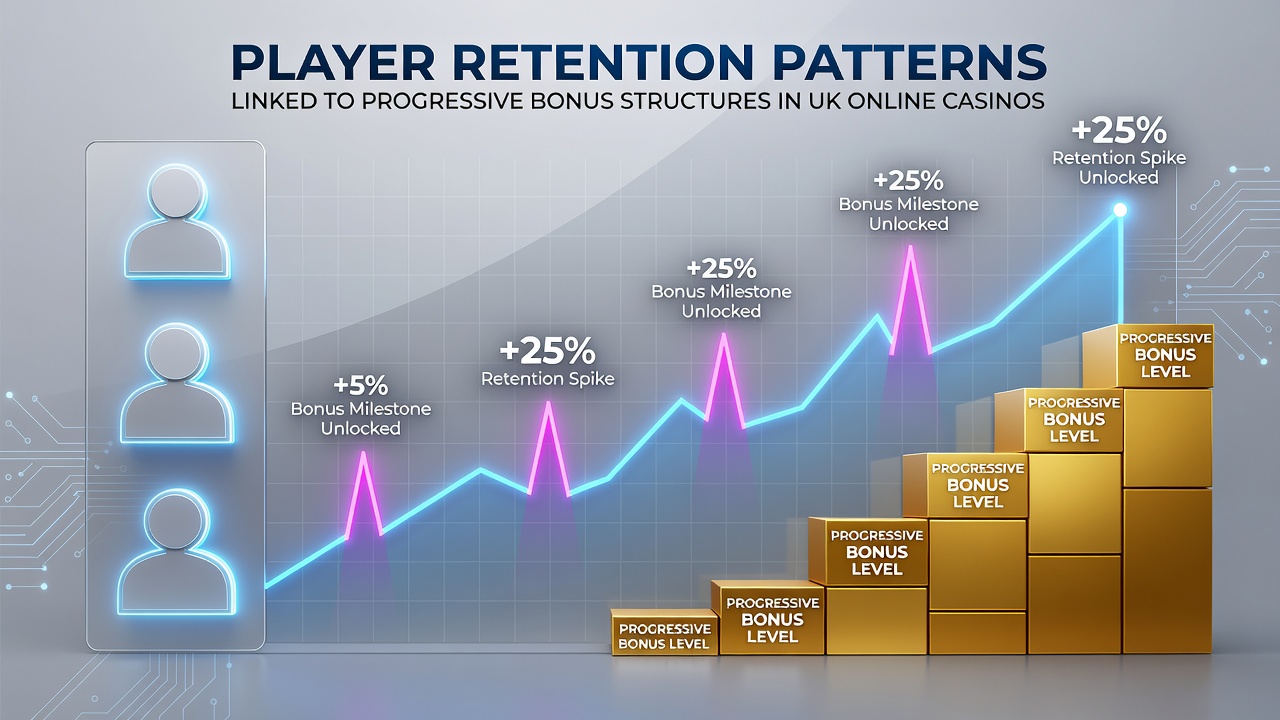 Graph tracking monthly retention percentages for players advancing through progressive bonus levels