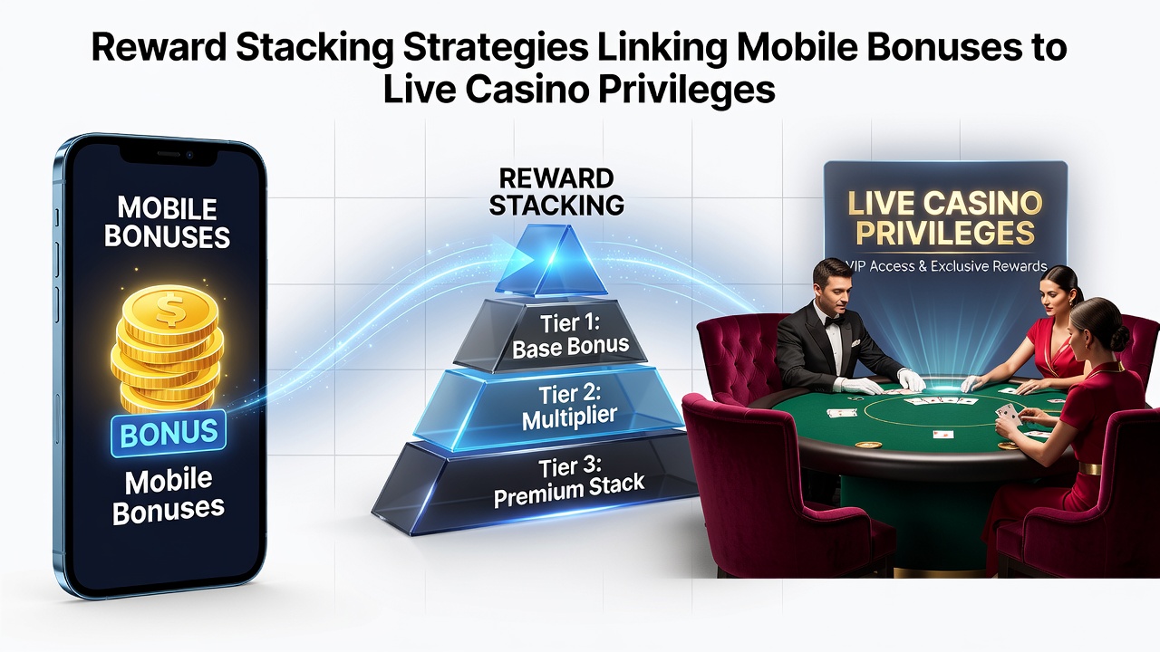 Mobile casino interface displaying layered bonus options and loyalty tiers