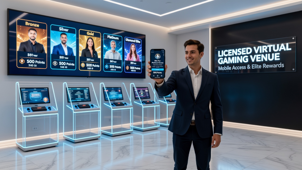 Infographic showing mobile user journey from entry level to elite casino rewards