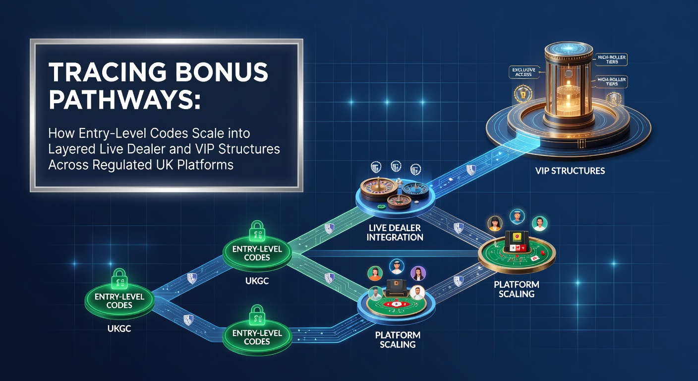 Diagram showing progression from basic bonus codes through live dealer features to VIP tiers on UK casino platforms