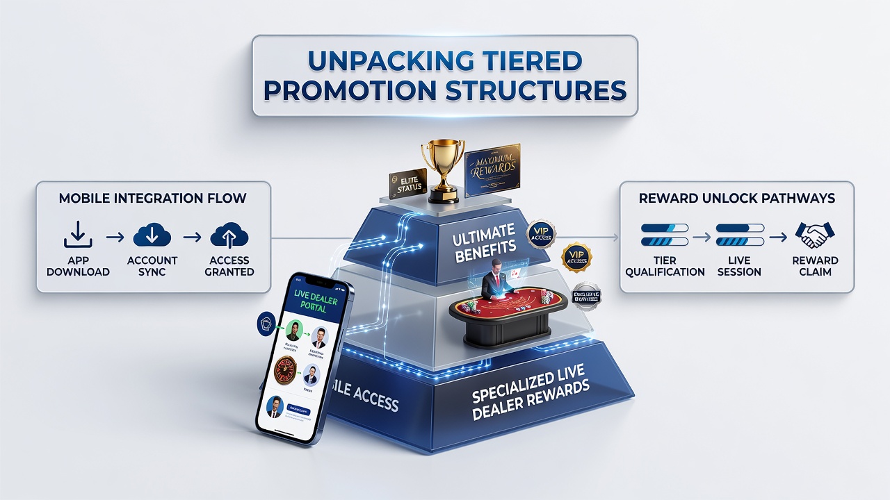 Live dealer studio view showing exclusive VIP tables accessible through mobile tier promotions
