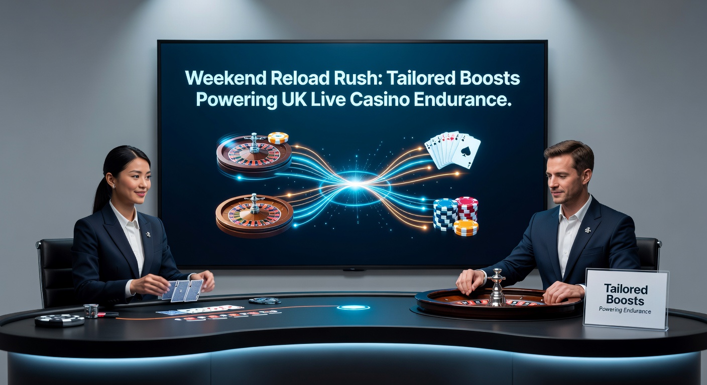 Dynamic graph showing weekend session length increases tied to reload bonuses, with live dealer icons and UK flag elements